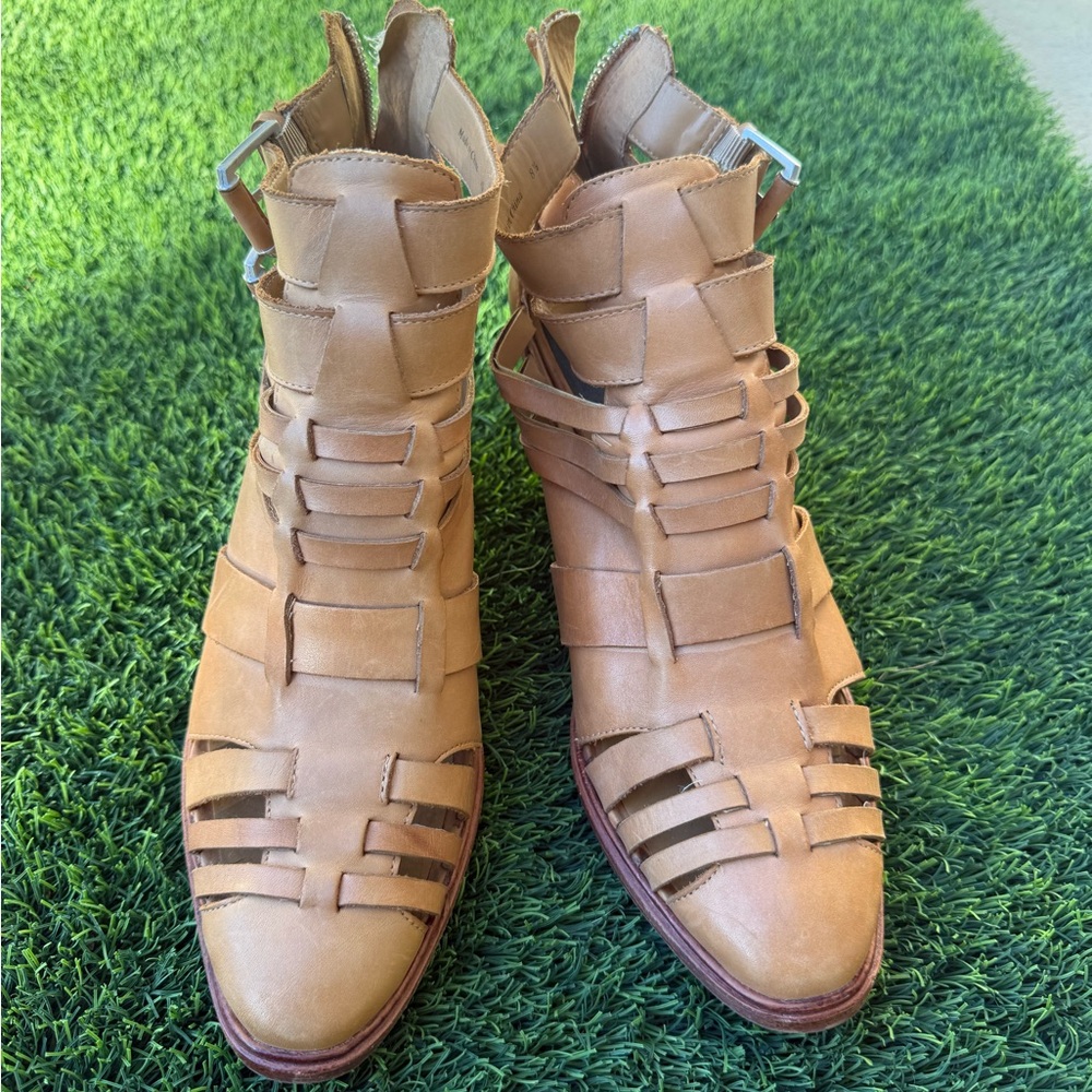 Dolce Vita Camel Leather Ankle Boots